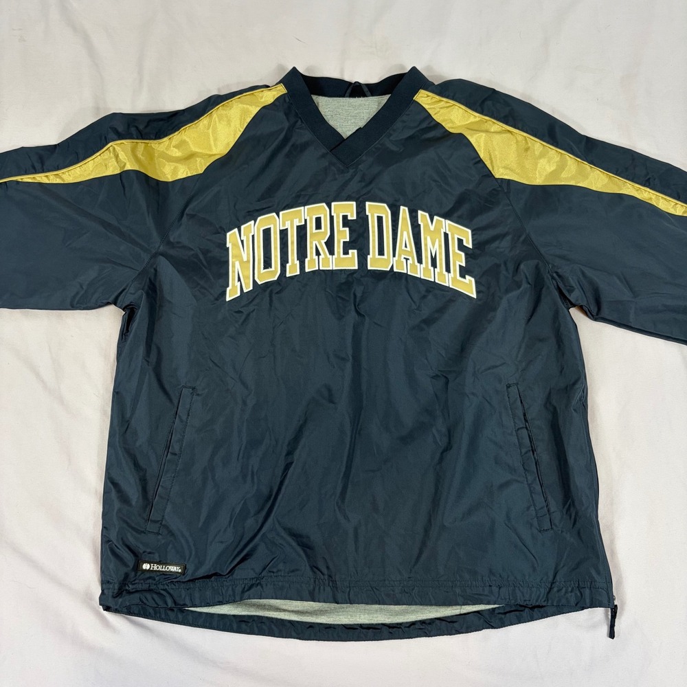 Holloway Notre Dame Fighting Irish Windbreaker M Navy Gold Collegiate Retro 90s